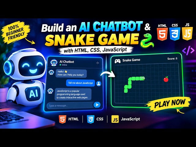 🔥 AI Chatbot and Snake Game Project using HTML CSS JavaScript | Full Tutorial #snakegame #chatgpt