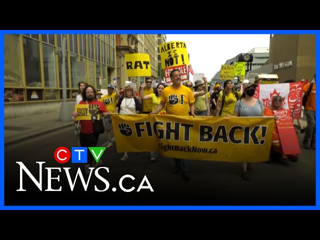Thousands protest against Alberta government