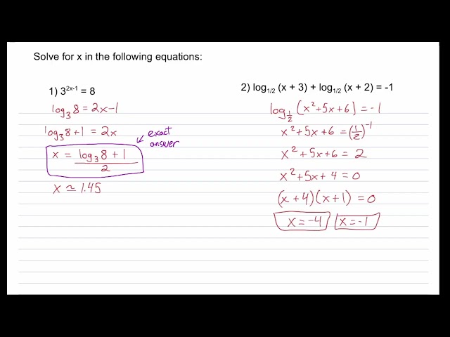 8 4 Solving Logarithmic and Exponential Equations