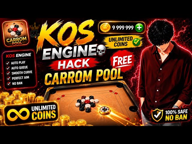 KOS ENGINE Carrom Pool Free Hack 🔥 Auto Play + Unlimited Coins | Full Tutorial 2026