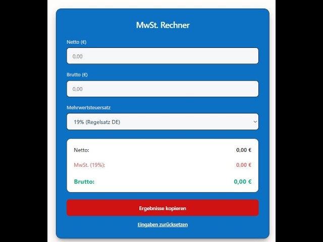 Mehrwertsteuer Rechner programmieren | HTML, CSS & JavaScript Tutorial