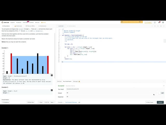 Leetcode 11 Container With Most Water (JavaScript)