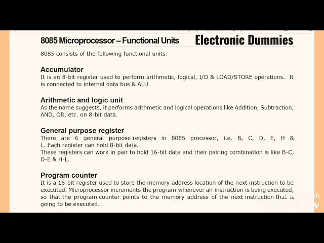 8085 Microprocessor   it's Functional Units part 1