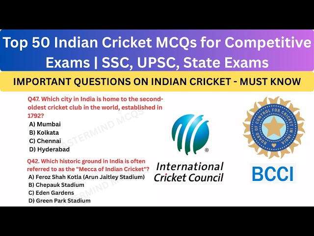 50 Most Repeated Cricket GK Questions You MUST Know! 🔥 | Mastermind MCQs #competitiveexams