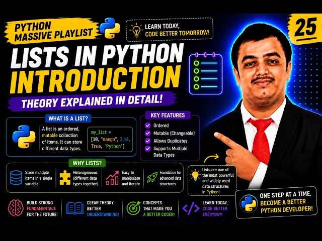 Python Video 25🐍 Python Lists Explained 🚀 | Introduction to Lists |