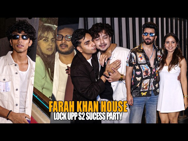 Yogesh Rawat, Ritesh, Genelia, Laila & Riyaz Aly, Dheeraj at Farah Khan's Lock Upp S2 Success Party