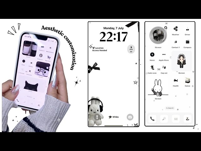 IOS18 Aesthetic customization! 🖤𖦹  | Custom lock screen, widgets, icons tutorial ࣪  ౨ৎ˚  + link