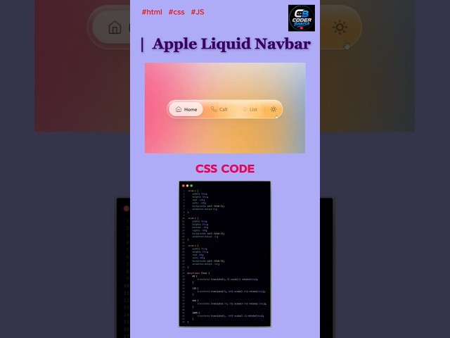 create apple liquid glass effect using html,css,js | apple liquid glass navbar #cssanimation