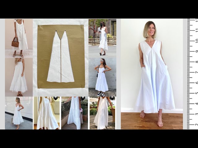White cotton summer dress ❗️NO NEED PATTERN ❗️ Easy SEWING 🧵