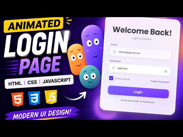  Animated Glassmorphism Login Page | HTML CSS JavaScript | UI Design Tutorial 