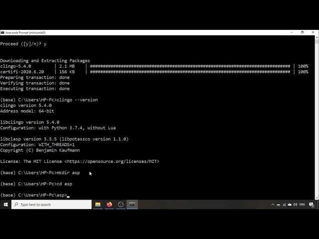 Installing clingo in Windows using conda