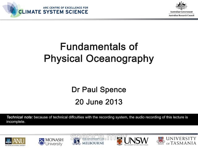 Fundamentals of Physical Oceanography (Dr Paul Spence)