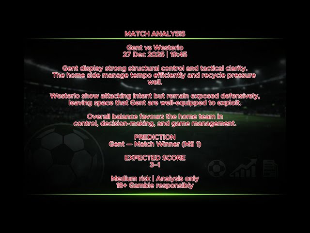Gent vs Westerlo 27 Dec 2025  - Football Analysis and Tips