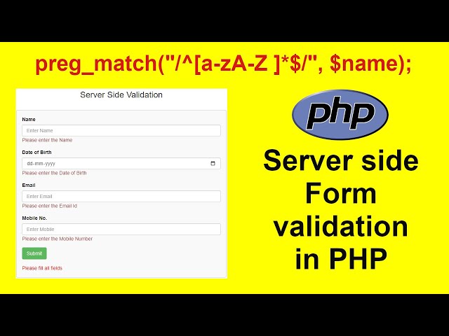 Server side Form validation in PHP || PHP Form validation with Source Code