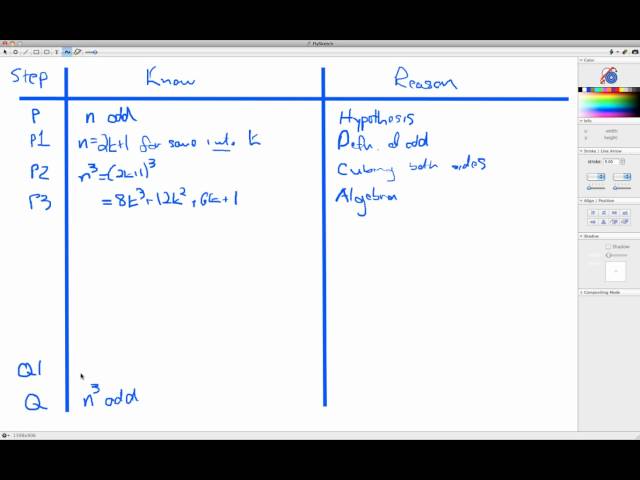 Direct proofs of conditional statements using know-show tables (part 1) (Screencast 1.2.2)