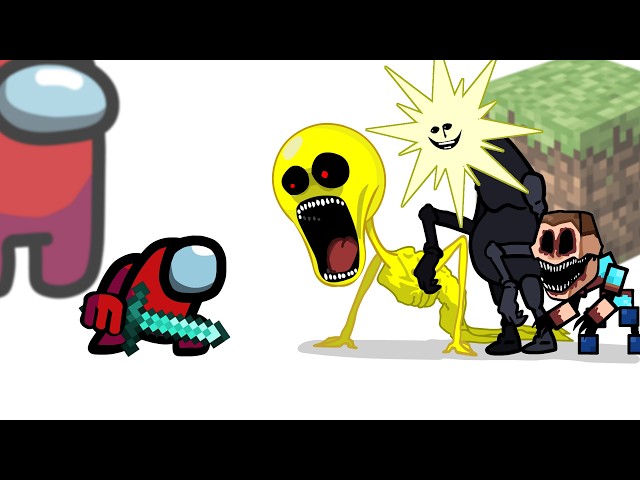 Mini Crewmate Kills Minecraft Horror Mod Characters | Among Us