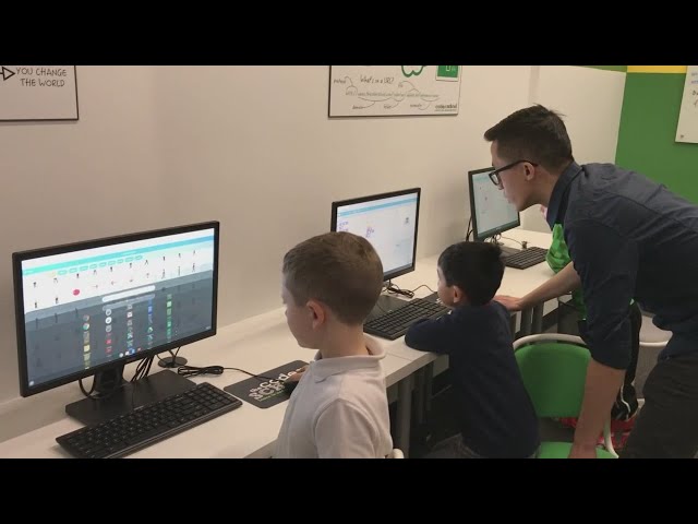 Kids learning computer programming at Coder School Buffalo