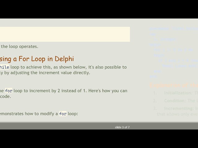 How to Use a for Loop to Increment in Multiples of 2 in Delphi