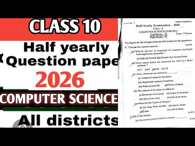 Class 10 computer science half yearly question paper 2026//computer science class 10 half yearly