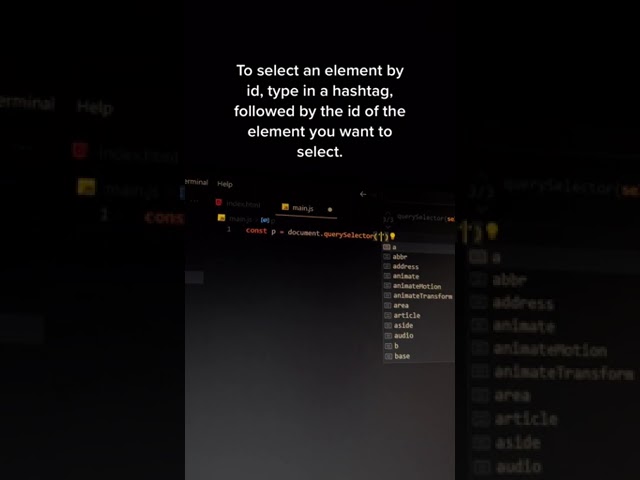 Select HTML Elements in Javascript | Query Selector & DOM Manipulation Tutorial 2023 #Shorts