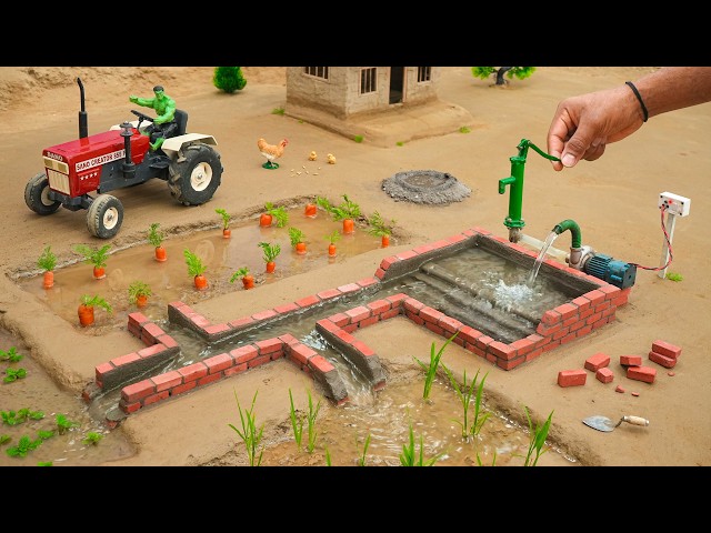 Diy Mini Tractor Brick Water Irrigation System | Village Construction Project