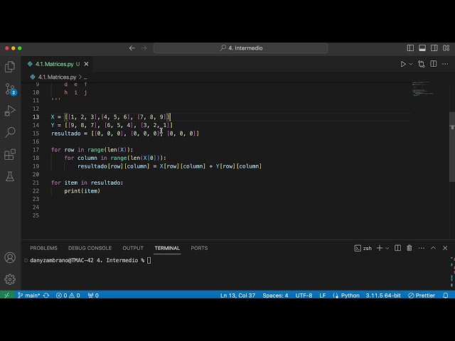4.1 Python | Intermedio - Matriz    #python