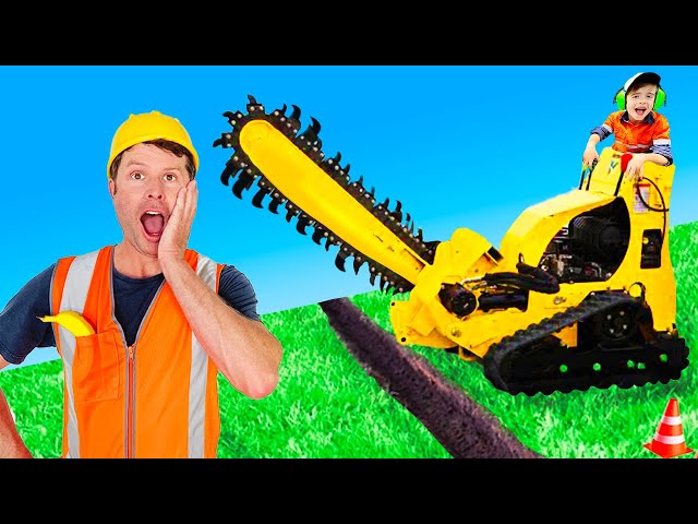Lawn Digger Garbage Trucks Grass Cutter Video for Kids | Blippi Dress Up Toddler | min min playtime