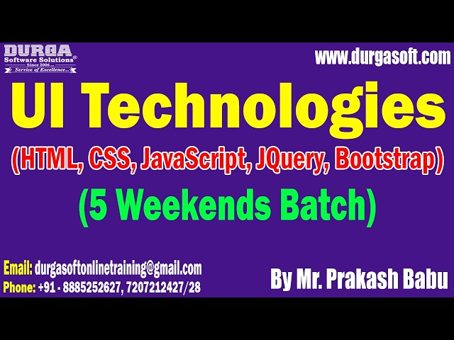 Tutoriales de Tecnologías de IU (Curso de 5 fines de semana) || por el Sr. Prakash Babu el 10/04/...
