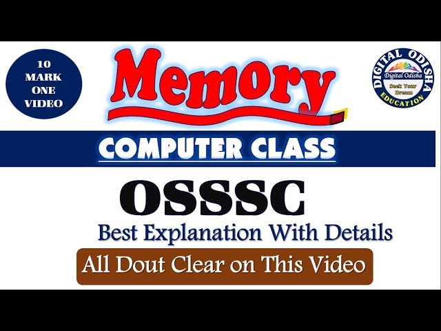 Computer Memory in odia || computer memory || odia computer class || osssc || digital odisha