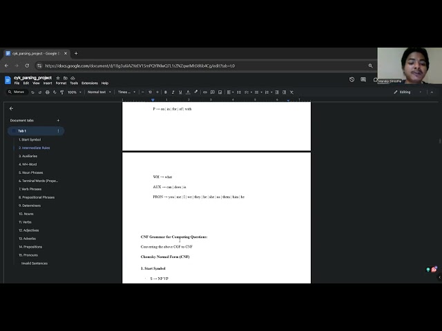 My presentation in CYK parsing