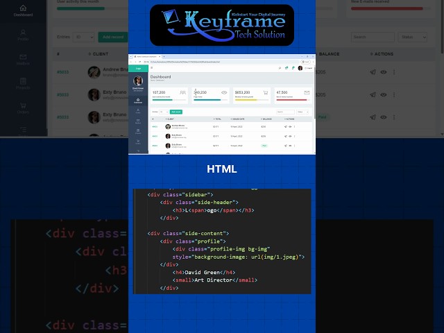 Admin Dashboard Tutorial | Build with HTML CSS #coding #webdevelopment