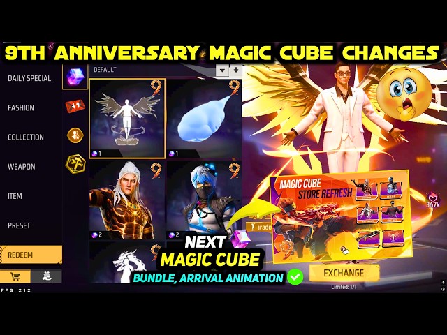 9TH ANNIVERSARY SPECIAL MAGIC CUBE STORE BUNDLE UPDATE | FREE FIRE NEXT ARRIVAL ANIMATION EMOTE