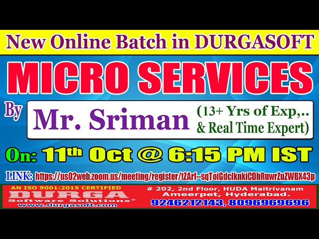 MICRO SERVICES Online Training @ DURGASOFT