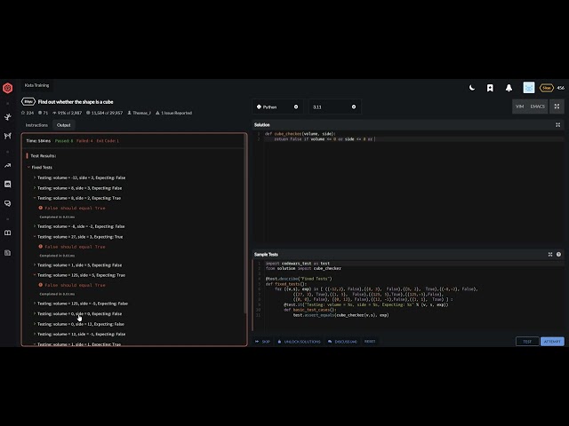 codewars python Find out whether the shape is a cube