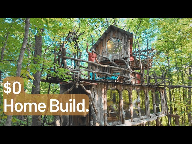 Man Builds Free House From Recycled Junk, Scrap Wood, and Tree Branches