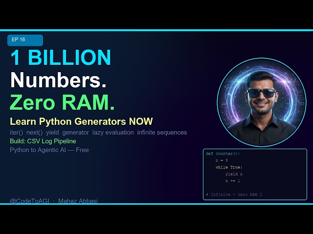 1 BILLION Numbers. Zero RAM. | Python Generators Explained | CodeToAGI Ep 16