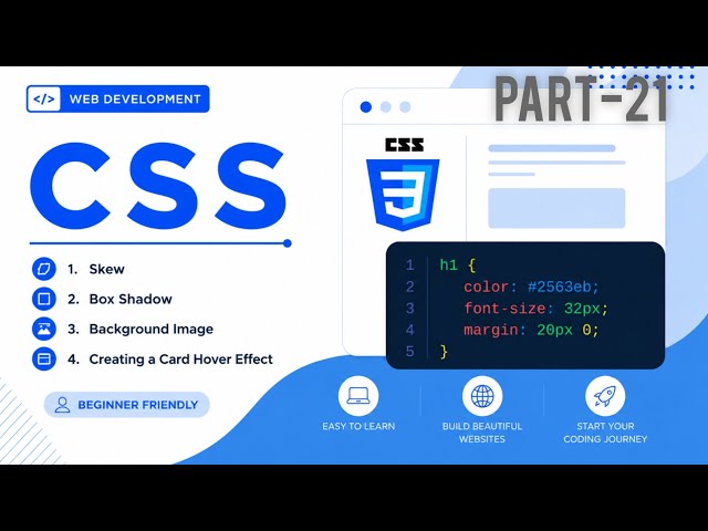 CSS Transform & Effects Masterclass 🔥 | Skew, Box Shadow, Background Image + Hover Card #css 