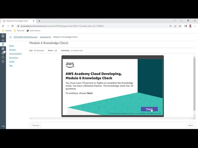 AWS Developing Module 6 - Knowledge Check - Anand K