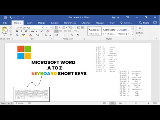 "Ms word" tutorial part 10 "Microsoft word" A to Z Keybaord short keys