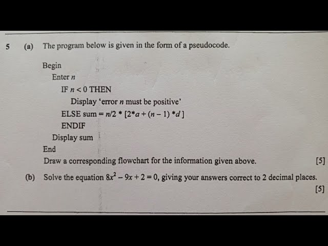 Computer - Psuedocode to flow chart 2023 GCE paper 2