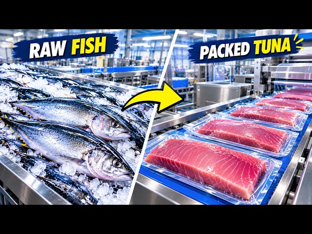 How 10,000,000 Fish Are Processed & Packaged Inside a Massive Satisfying High Tech Factory 🐟⚡#asmr