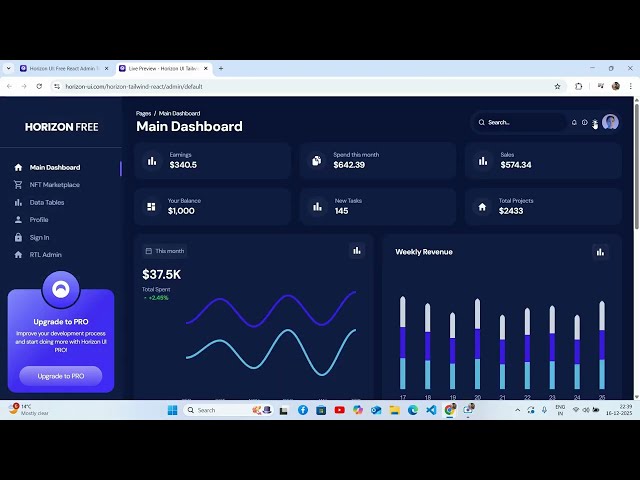 Horizon UI React Admin Dashboard | FREE Professional Admin Template (2025 Tutorial)