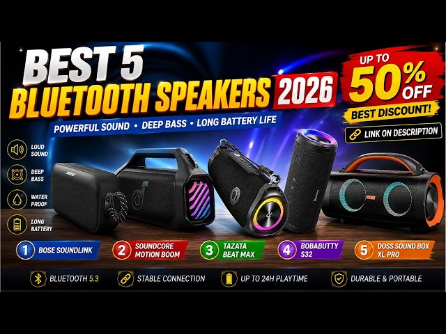 Best 5 Bluetooth Speakers 2026 🔊 | Best Portable Wireless Speakers for Music, Bass & Outdoor Use