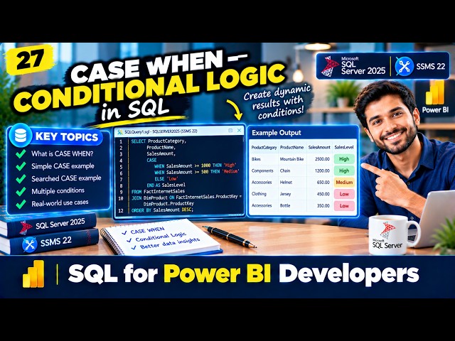 Conditional Logic in SQL👉 CASE Expression ✨Simple Example ✅ Video 27/30 #sqlserver #powerbi #sqltips