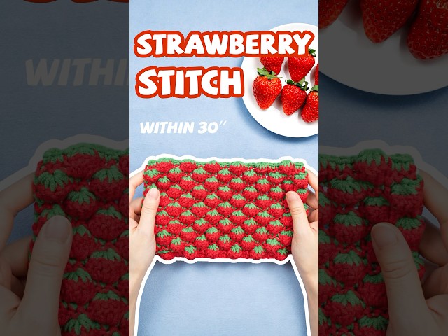 Crochet Strawberry Stitch with me, it’s super easy and cute! #crochet #crochettutorial #yeezhee