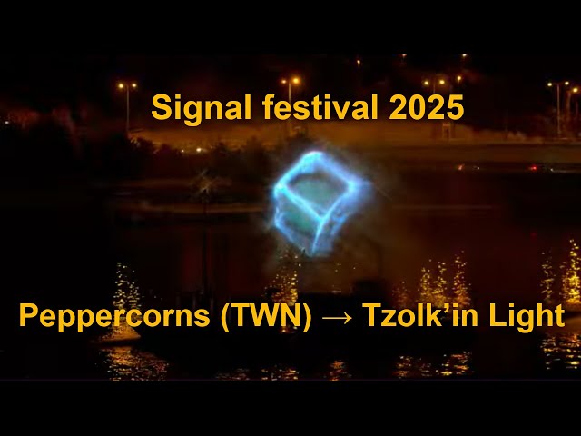 2025 Signal Festival, projekce na vodní stěnu: Peppercorns (TWN) → Tzolk’in Light
