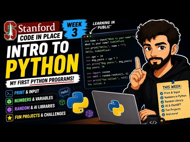 Code in Place Week 3 | Learning Python & Karel Programming in Public | #StanfordCIP