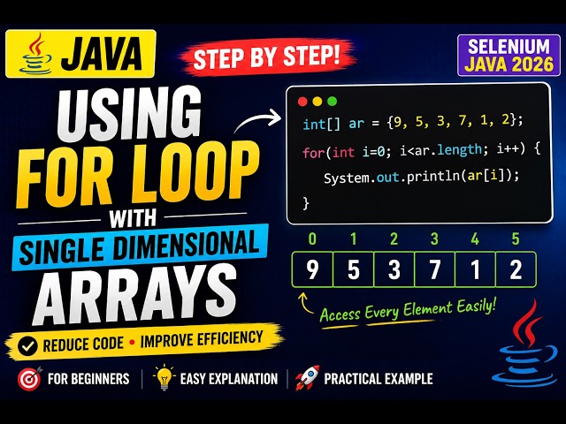 319. Using for loop with Singe Dimensional Arrays in Java (Selenium Java 2026)