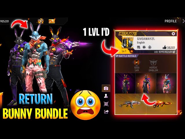 1 Lvl Id All Event Claim 😨 | Legendary Bunny Bundle Return Again 🤑 