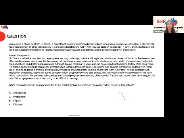 PEBC MCQ Exam Therapeutics Case Review - Dr. Farah (Feb 5, 2026)